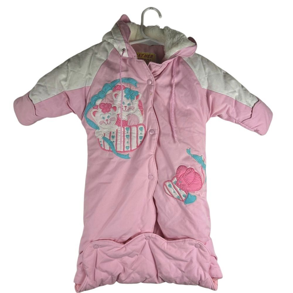 Vintage Weather‎ Control Pink Baby 0-6 Months Snowsuit Bottom Snap Fold Over